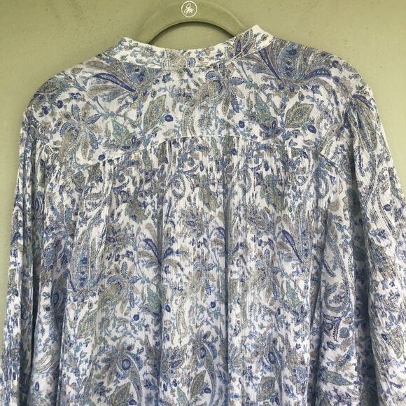Anthropologie Pilcro Sidney Batwing Blouse XL Blue Paisley Peasant Boho Flowy - Picture 8 of 15